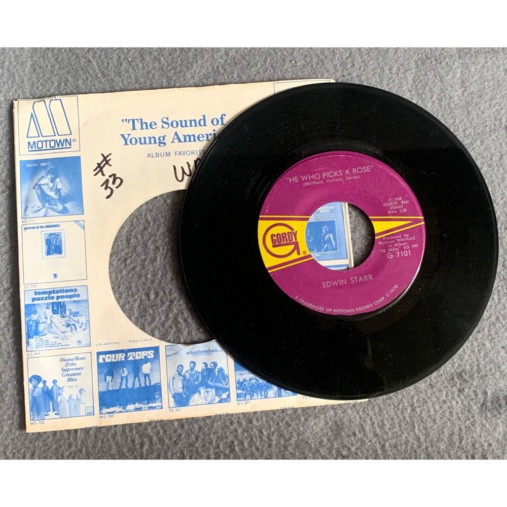 Edwin Starr - He Who Picks a Rose & War 45 RPM Record with Sleeve